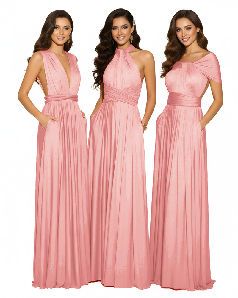 Convertible Infinity Wrap Dress with Pockets Multiway Convertible Infinity Dress Regular Plus size Wedding Bridal Party Bridemaids Gown blushing pink 