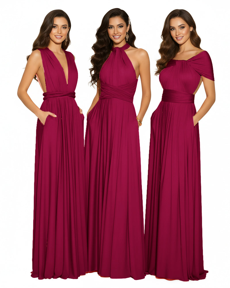 Convertible Infinity Wrap Dress with Pockets Multiway Convertible Infinity Dress Regular Plus size Wedding Bridal Party Bridemaids Gown burgundy 