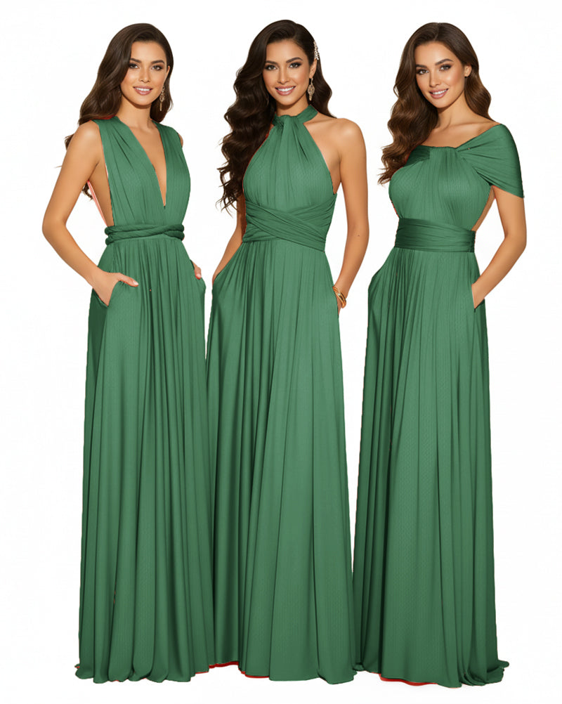 Convertible Infinity Wrap Dress with Pockets Multiway Convertible Infinity Dress Regular Plus size Wedding Bridal Party Bridemaids Gown dark green 