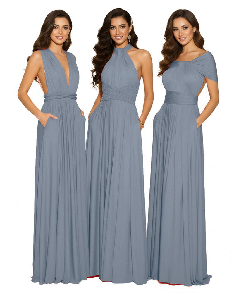 Convertible Infinity Wrap Dress with Pockets Multiway Convertible Infinity Dress Regular Plus size Wedding Bridal Party Bridemaids Gown dusty blue 