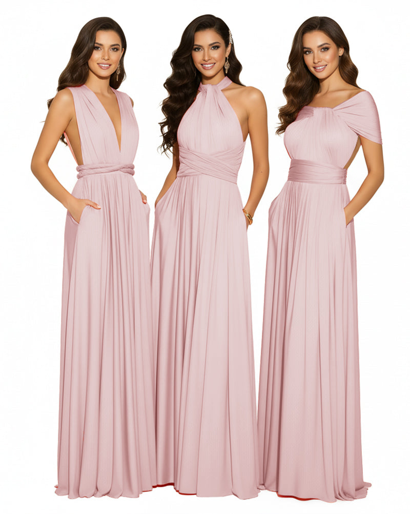 Convertible Infinity Wrap Dress with Pockets Multiway Convertible Infinity Dress Regular Plus size Wedding Bridal Party Bridemaids Gown dusty rose 