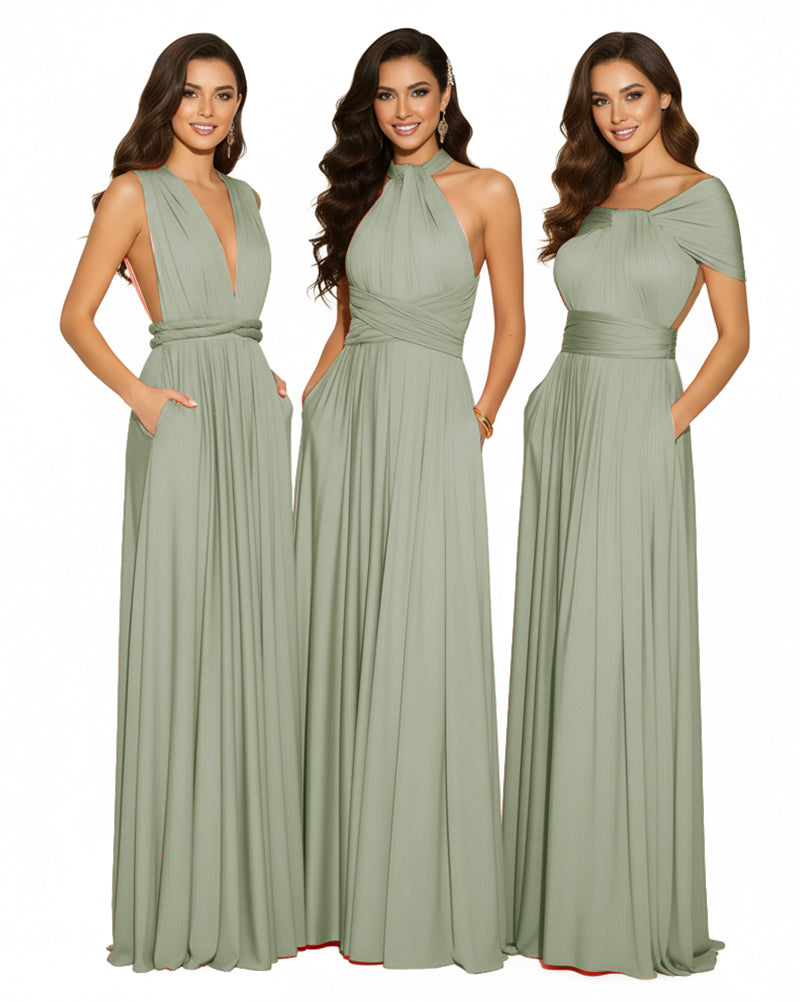 Convertible Infinity Wrap Dress with Pockets Multiway Convertible Infinity Dress Regular Plus size Wedding Bridal Party Bridemaids Gown dusty sage 