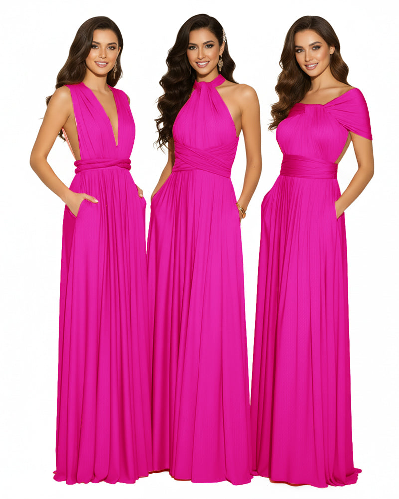 Convertible Infinity Wrap Dress with Pockets Multiway Convertible Infinity Dress Regular Plus size Wedding Bridal Party Bridemaids Gown fuchsia 