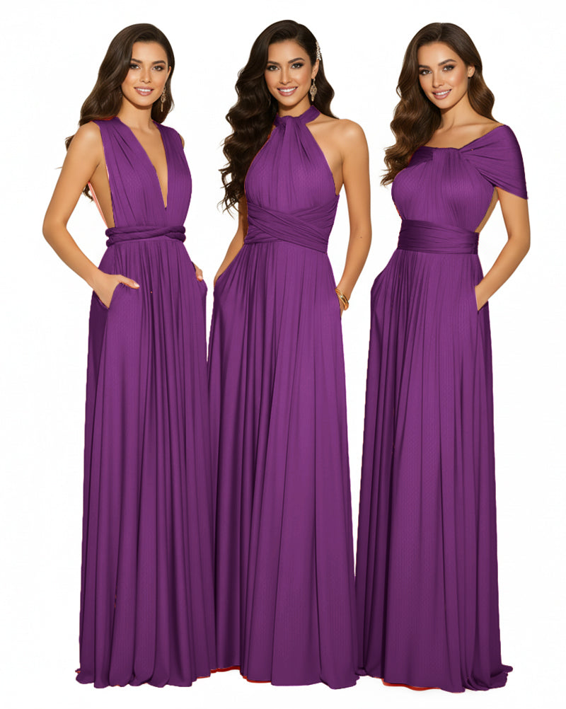 Convertible Infinity Wrap Dress with Pockets Multiway Convertible Infinity Dress Regular Plus size Wedding Bridal Party Bridemaids Gown grape 