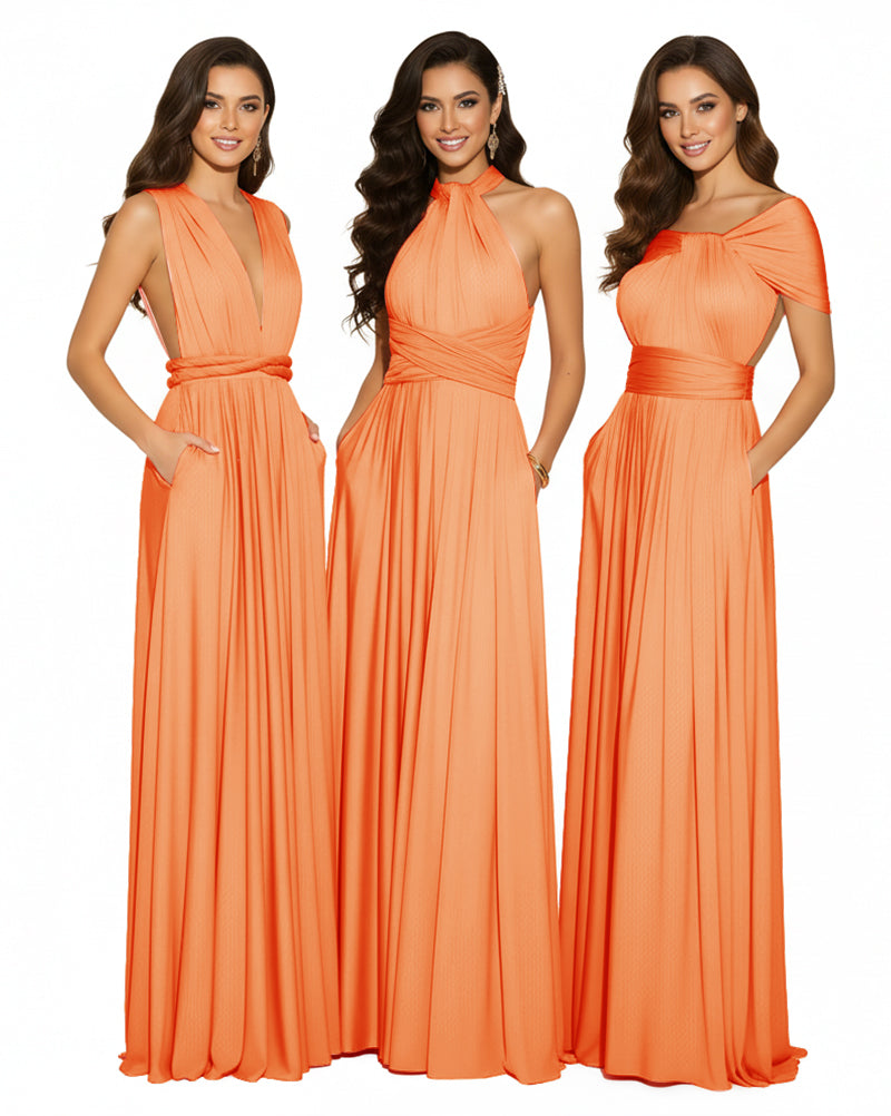 Convertible Infinity Wrap Dress with Pockets Multiway Convertible Infinity Dress Regular Plus size Wedding Bridal Party Bridemaids Gown orange 