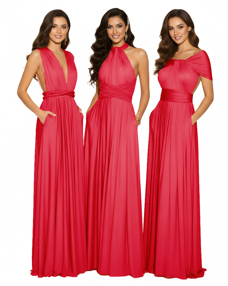 Convertible Infinity Wrap Dress with Pockets Multiway Convertible Infinity Dress Regular Plus size Wedding Bridal Party Bridemaids Gown red 