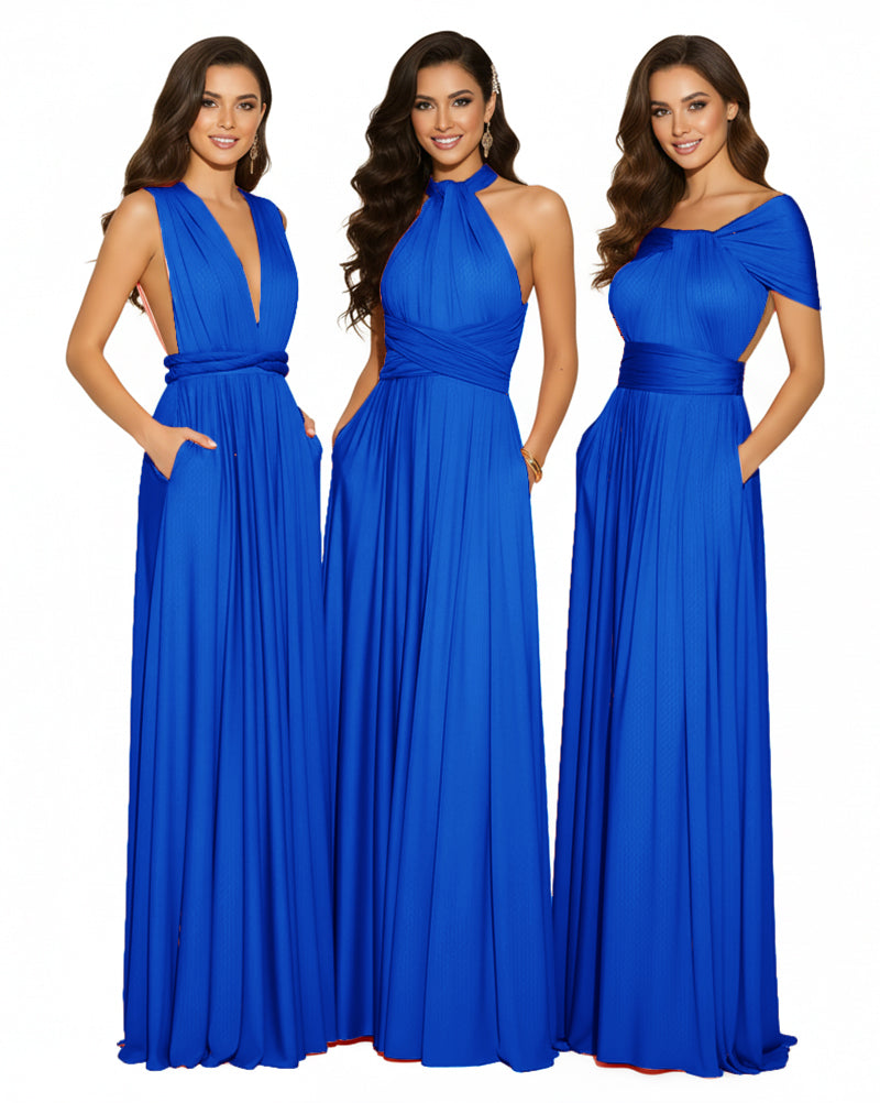 Convertible Infinity Wrap Dress with Pockets Multiway Convertible Infinity Dress Regular Plus size Wedding Bridal Party Bridemaids Gown royal blue 