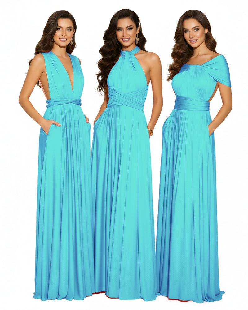 Convertible Infinity Wrap Dress with Pockets Multiway Convertible Infinity Dress Regular Plus size Wedding Bridal Party Bridemaids Gown turquoise blue 
