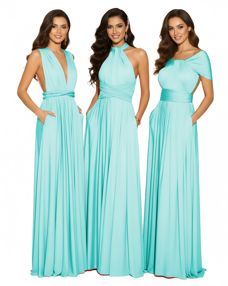 Convertible Infinity Wrap Dress with Pockets Multiway Convertible Infinity Dress Regular Plus size Wedding Bridal Party Bridemaids Gown turquoise 