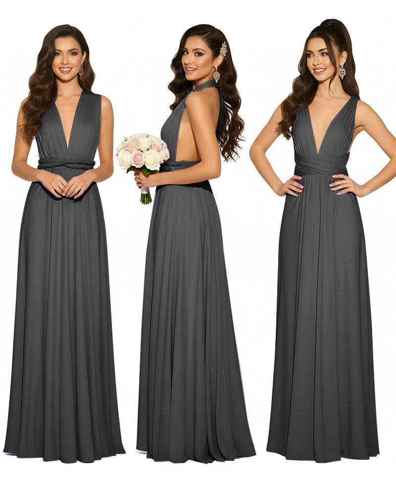 Infinity Convertible Multiway Maxi Dress for Wedding Bliss with Pockets Regular Plus size Wedding Bridal Party Bridemaids Gownblack 