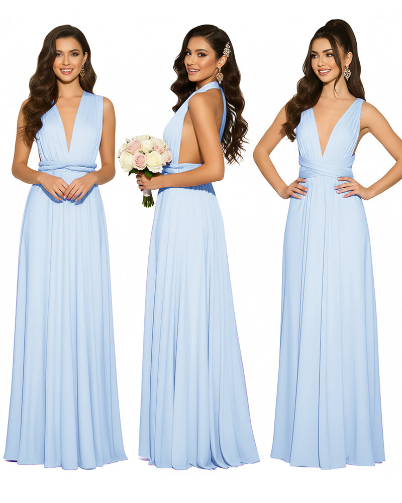 Infinity Convertible Multiway Maxi Dress for Wedding Bliss with Pockets Regular Plus size Wedding Bridal Party Bridemaids Gownblue 