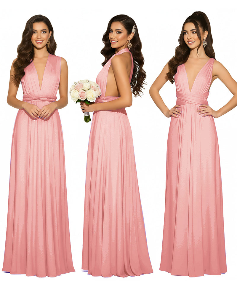 Infinity Convertible Multiway Maxi Dress for Wedding Bliss with Pockets Regular Plus size Wedding Bridal Party Bridemaids Gownblushing pink 