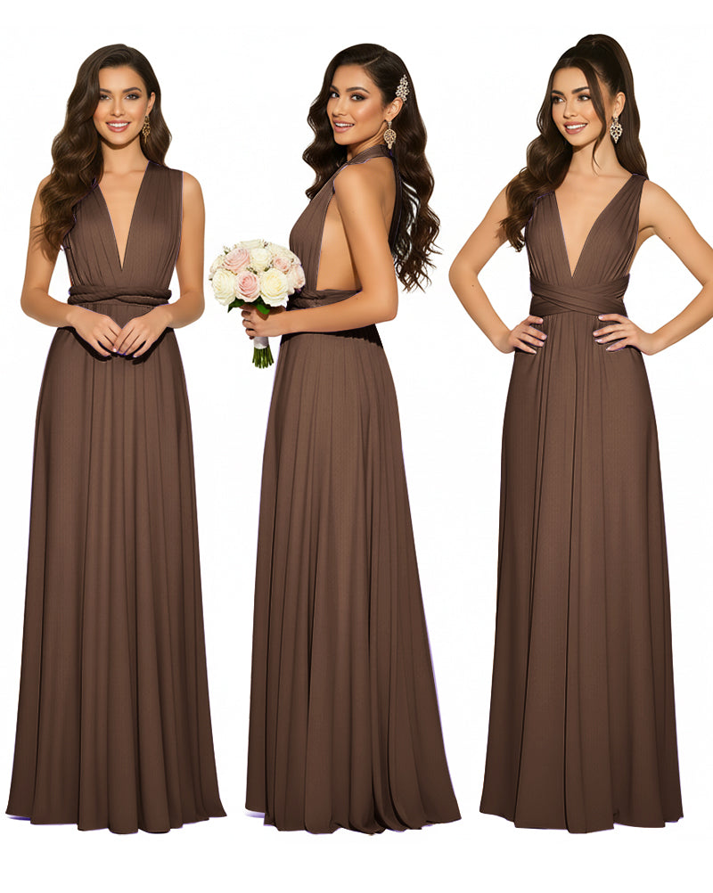 Infinity Convertible Multiway Maxi Dress for Wedding Bliss with Pockets Regular Plus size Wedding Bridal Party Bridemaids Gownbrown 