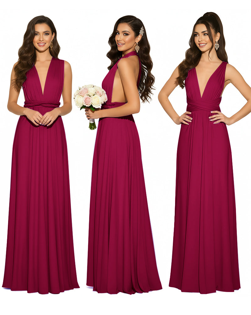 Infinity Convertible Multiway Maxi Dress for Wedding Bliss with Pockets Regular Plus size Wedding Bridal Party Bridemaids Gownburgundy 