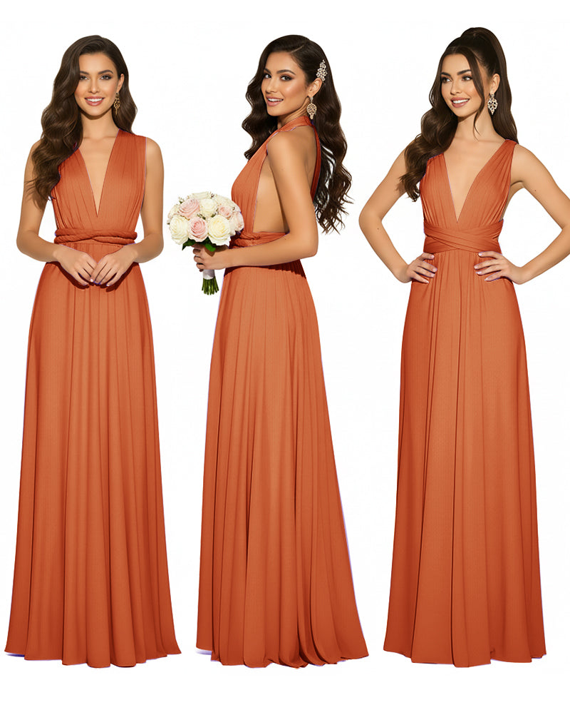 Infinity Convertible Multiway Maxi Dress for Wedding Bliss with Pockets Regular Plus size Wedding Bridal Party Bridemaids Gownburnt orange 