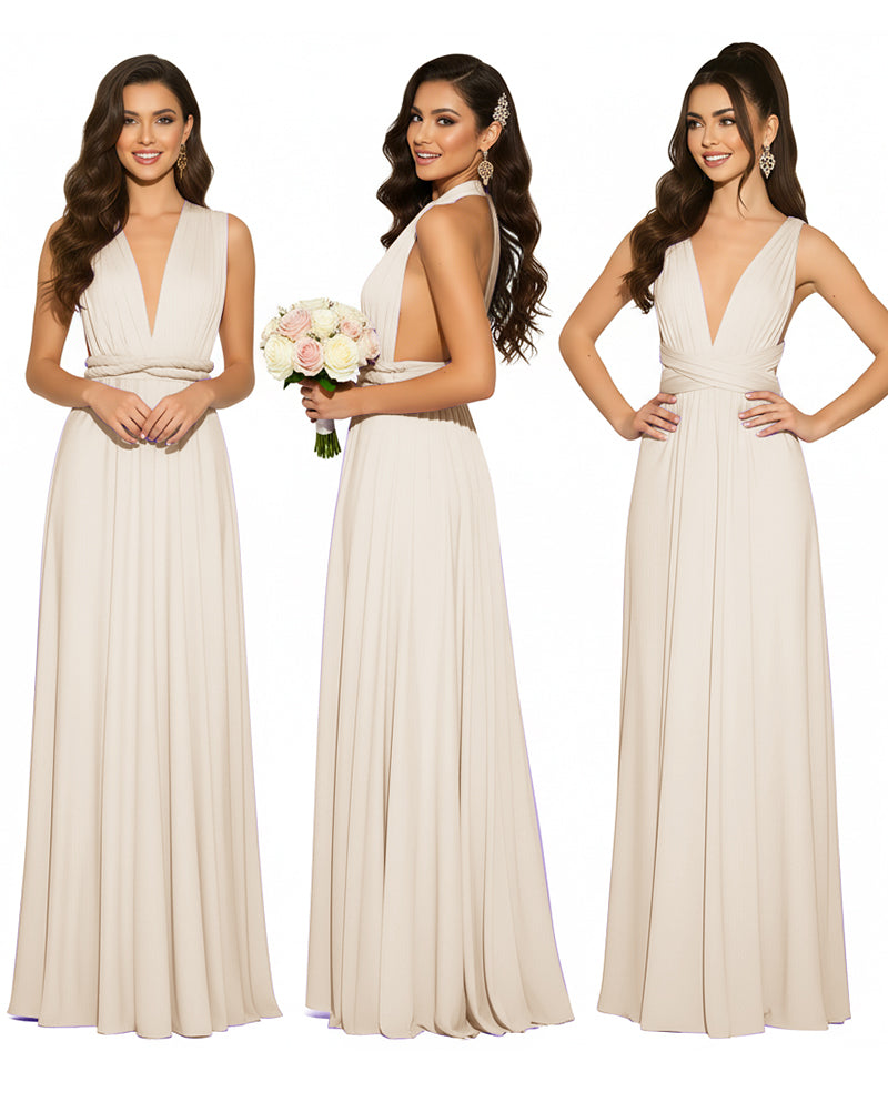 Infinity Convertible Multiway Maxi Dress for Wedding Bliss with Pockets Regular Plus size Wedding Bridal Party Bridemaids Gownchampagne 