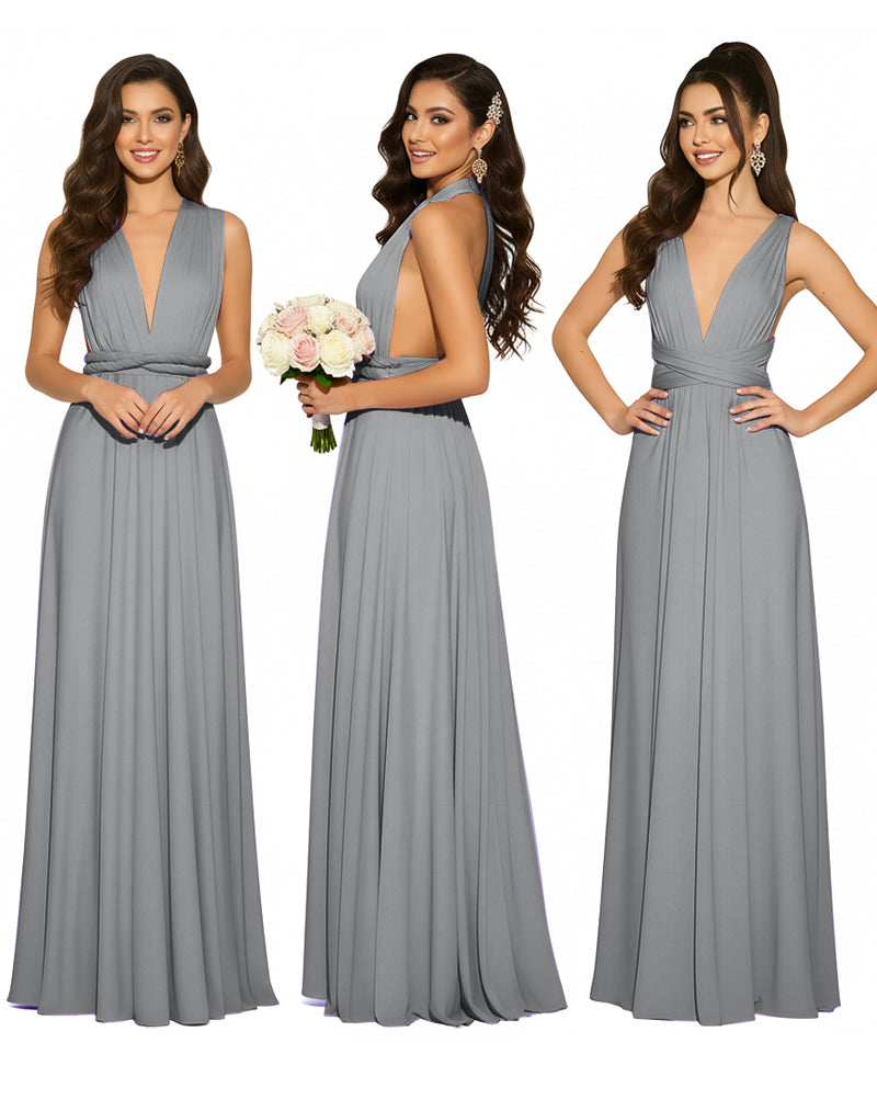 Infinity Convertible Multiway Maxi Dress for Wedding Bliss with Pockets Regular Plus size Wedding Bridal Party Bridemaids Gowncharcoal grey 