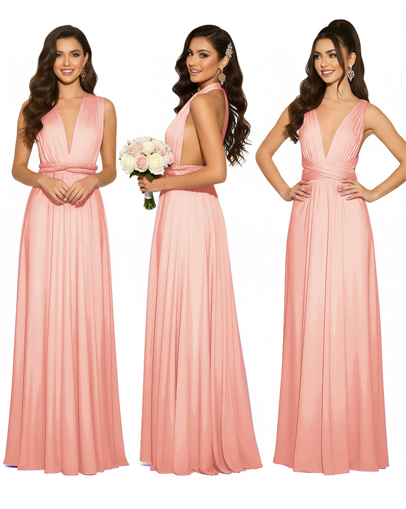 Infinity Convertible Multiway Maxi Dress for Wedding Bliss with Pockets Regular Plus size Wedding Bridal Party Bridemaids Gowncoral 