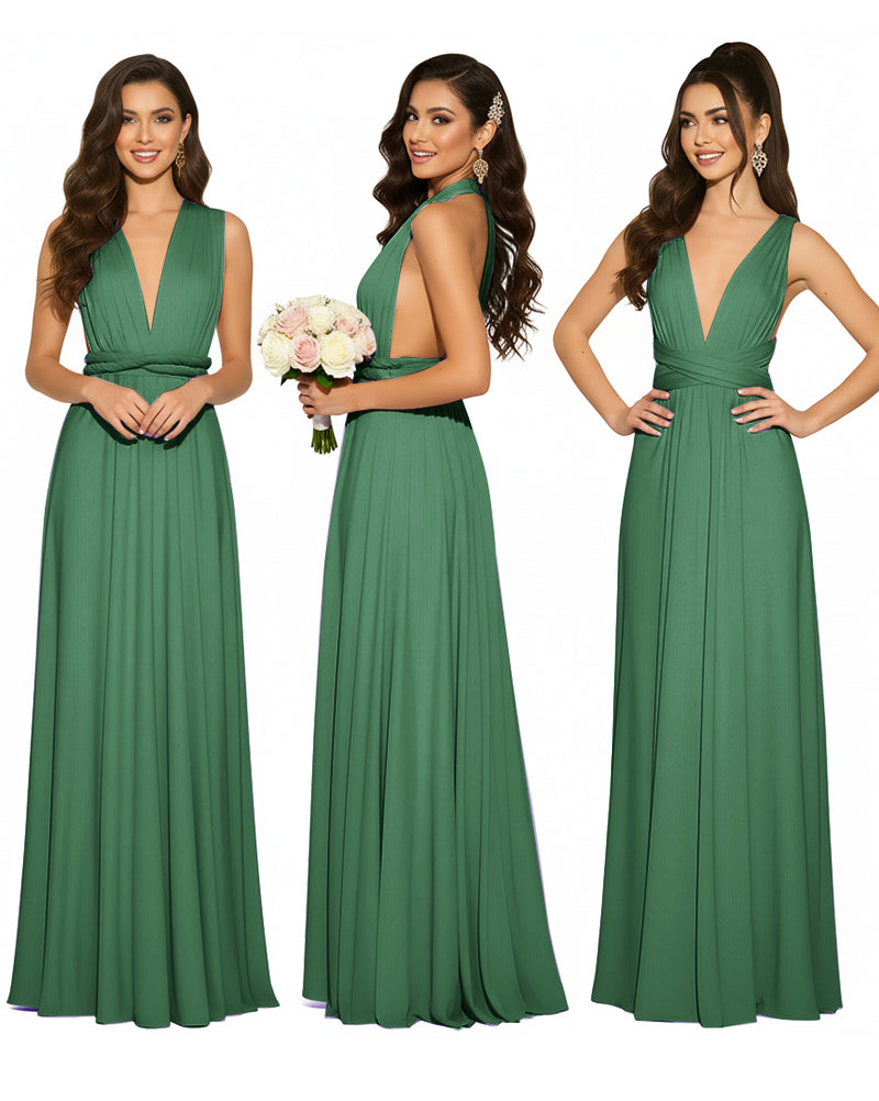 Infinity Convertible Multiway Maxi Dress for Wedding Bliss with Pockets Regular Plus size Wedding Bridal Party Bridemaids Gowndark green 
