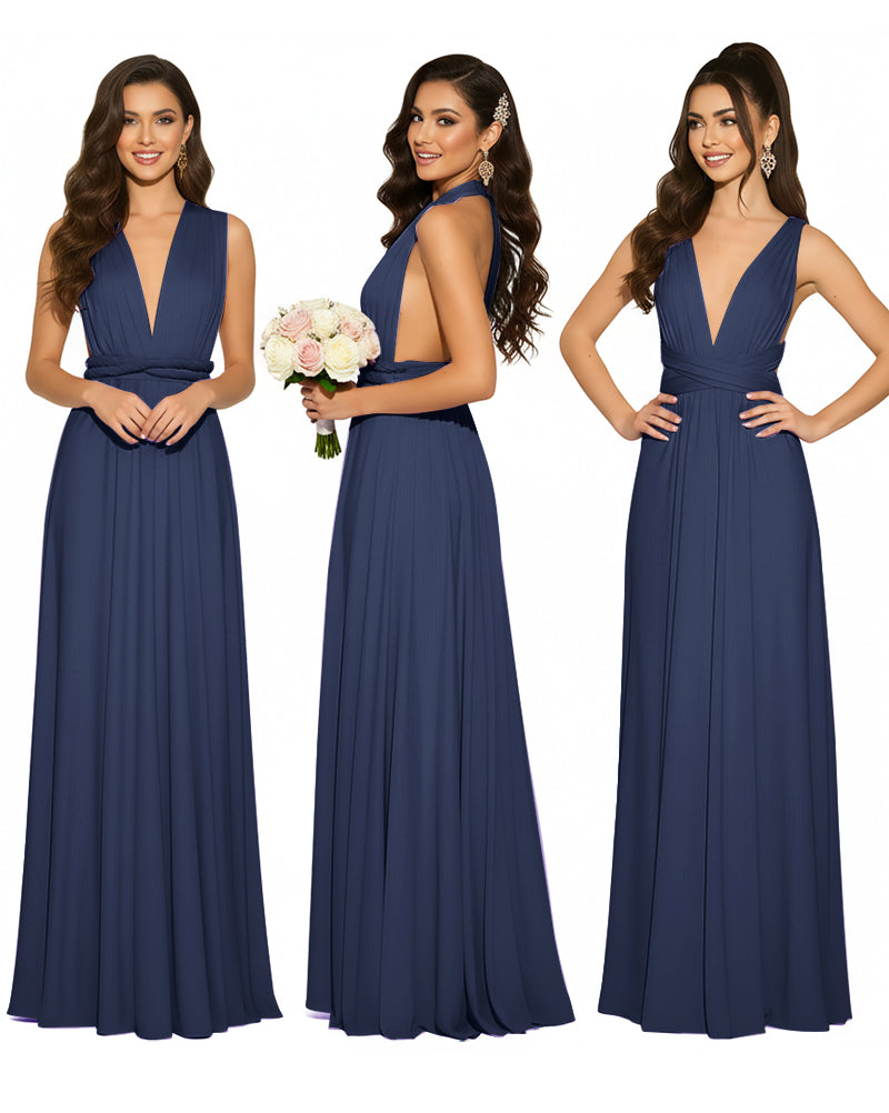 Infinity Convertible Multiway Maxi Dress for Wedding Bliss with Pockets Regular Plus size Wedding Bridal Party Bridemaids Gowndark navy 