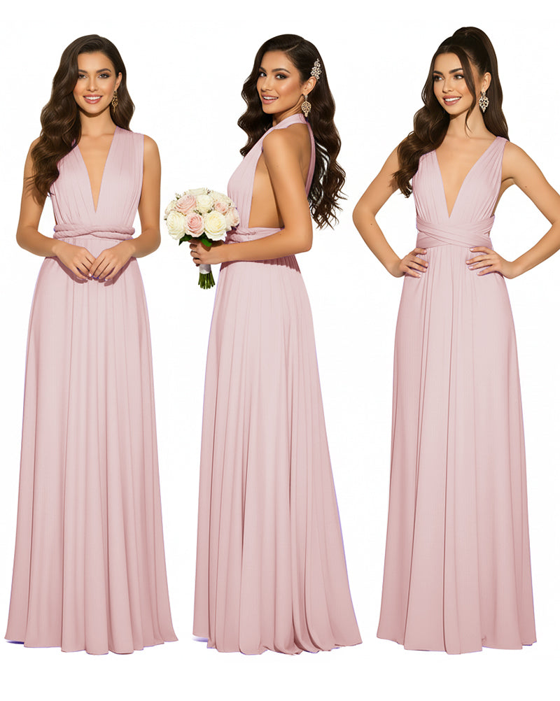 Infinity Convertible Multiway Maxi Dress for Wedding Bliss with Pockets Regular Plus size Wedding Bridal Party Bridemaids Gowndusty rose 