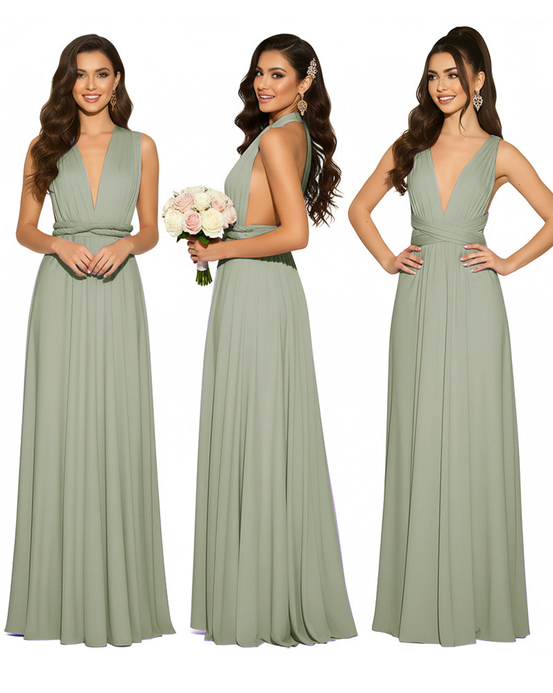 Infinity Convertible Multiway Maxi Dress for Wedding Bliss with Pockets Regular Plus size Wedding Bridal Party Bridemaids Gowndusty sage 