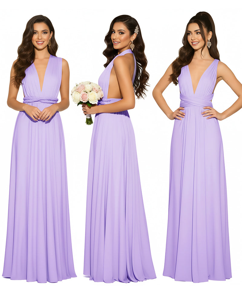 Infinity Convertible Multiway Maxi Dress for Wedding Bliss with Pockets Regular Plus size Wedding Bridal Party Bridemaids Gownlilac 