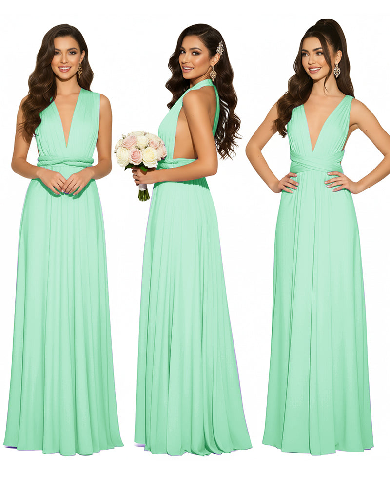 Infinity Convertible Multiway Maxi Dress for Wedding Bliss with Pockets Regular Plus size Wedding Bridal Party Bridemaids Gownmint green 