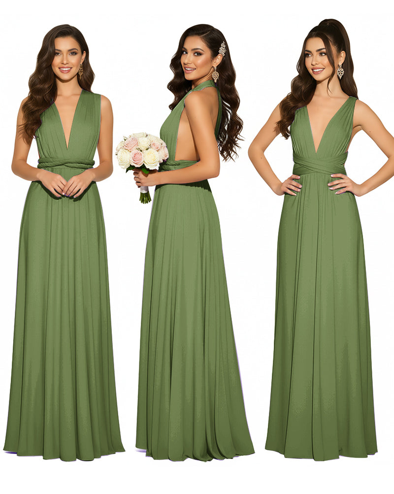 Infinity Convertible Multiway Maxi Dress for Wedding Bliss with Pockets Regular Plus size Wedding Bridal Party Bridemaids Gownolive 