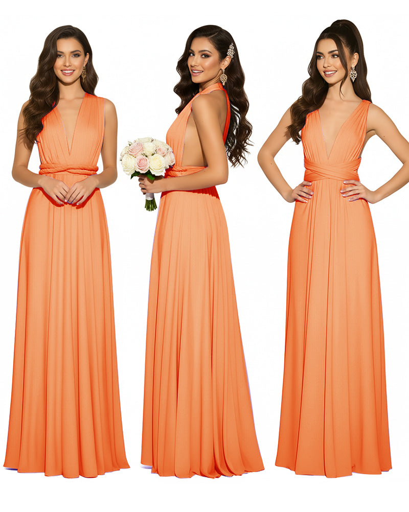 Infinity Convertible Multiway Maxi Dress for Wedding Bliss with Pockets Regular Plus size Wedding Bridal Party Bridemaids Gownorange 