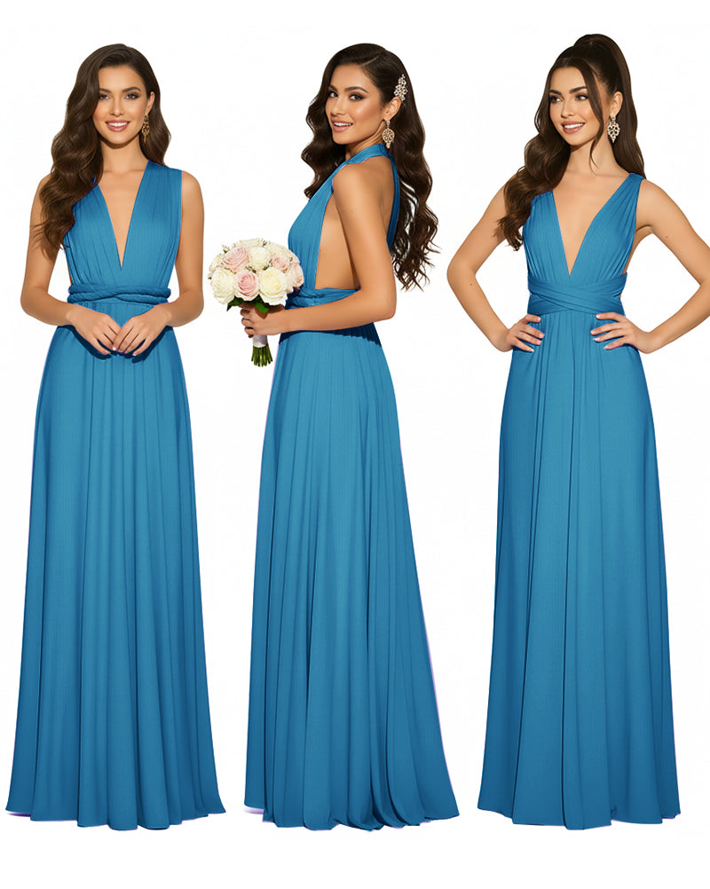 Infinity Convertible Multiway Maxi Dress for Wedding Bliss with Pockets Regular Plus size Wedding Bridal Party Bridemaids Gownpeacock blue 