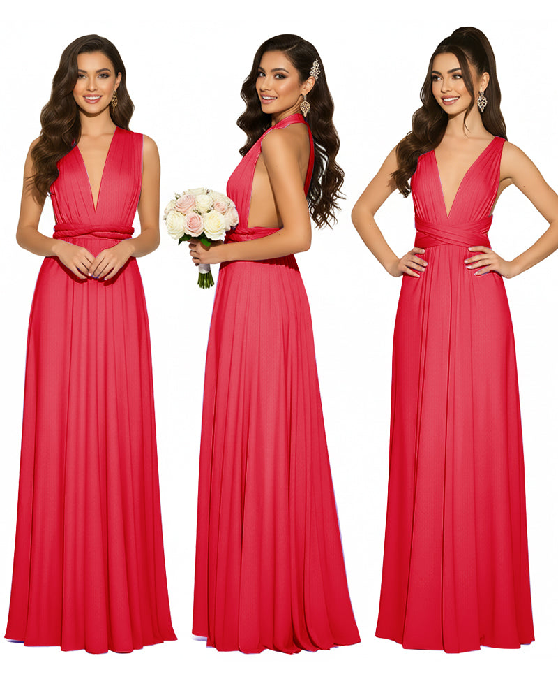 Infinity Convertible Multiway Maxi Dress for Wedding Bliss with Pockets Regular Plus size Wedding Bridal Party Bridemaids Gownred 