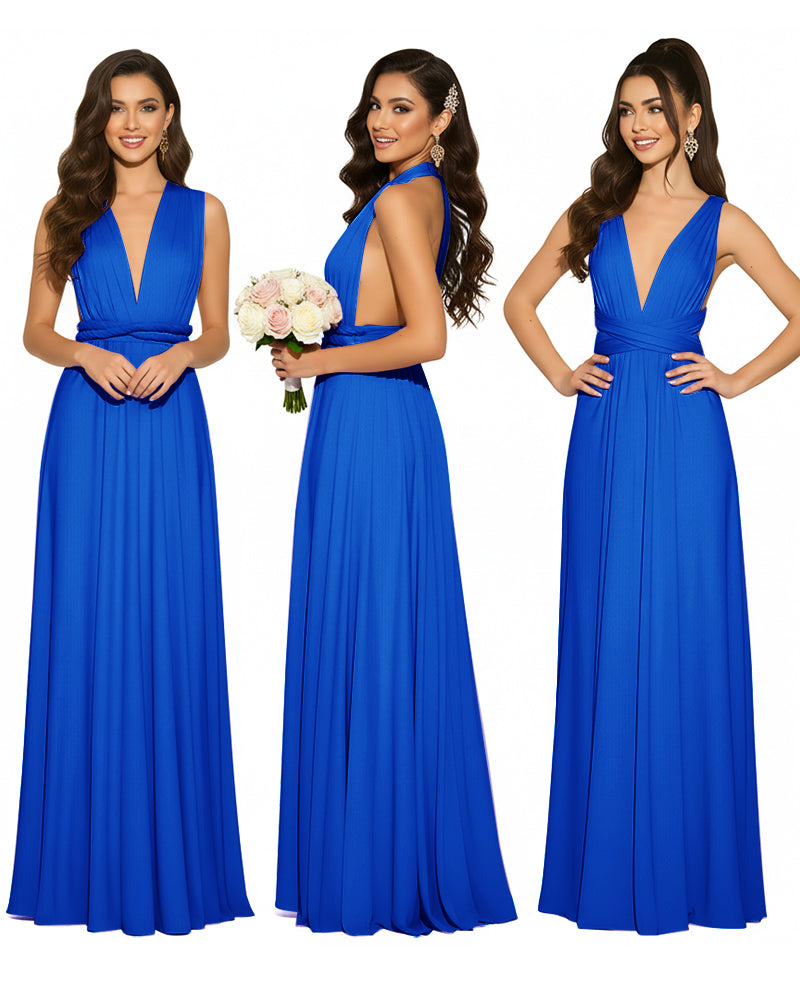 Infinity Convertible Multiway Maxi Dress for Wedding Bliss with Pockets Regular Plus size Wedding Bridal Party Bridemaids Gownroyal blue 