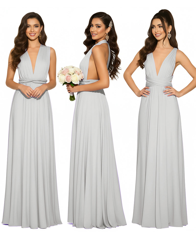 Infinity Convertible Multiway Maxi Dress for Wedding Bliss with Pockets Regular Plus size Wedding Bridal Party Bridemaids Gownsilver 