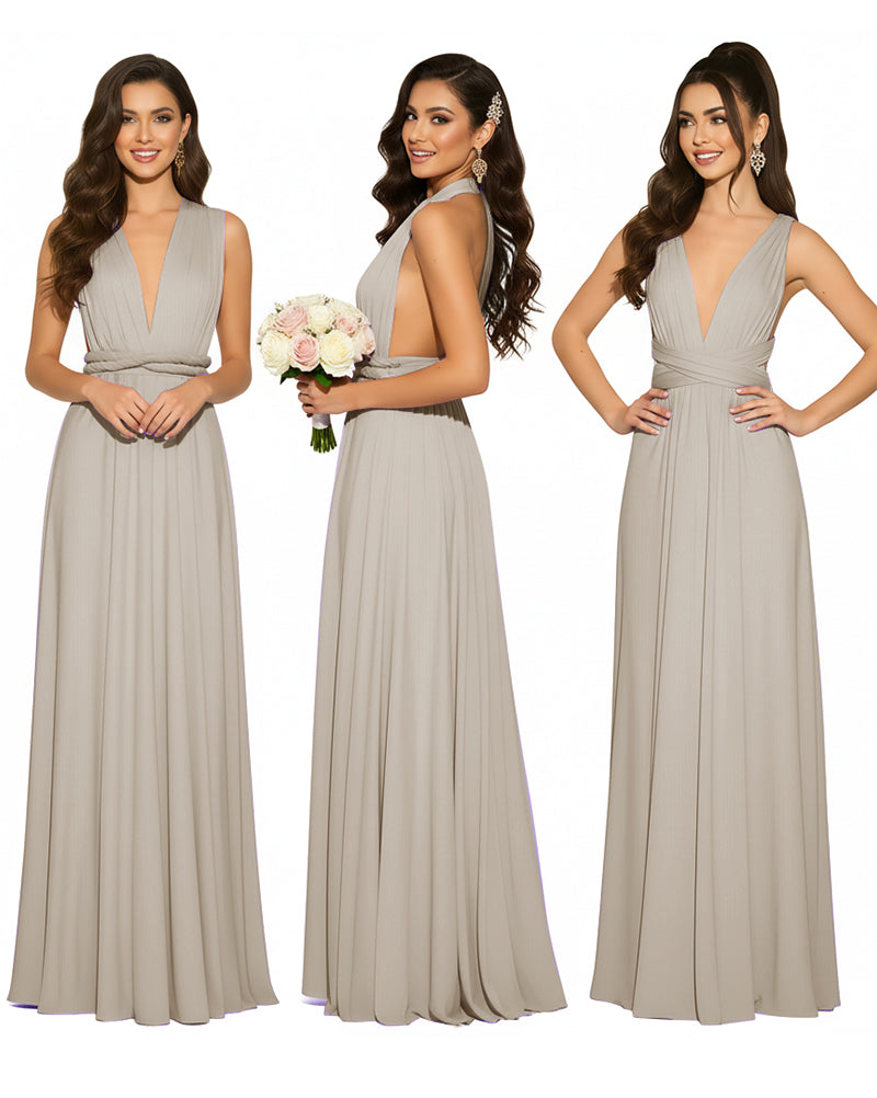 Infinity Convertible Multiway Maxi Dress for Wedding Bliss with Pockets Regular Plus size Wedding Bridal Party Bridemaids Gowntaupe 