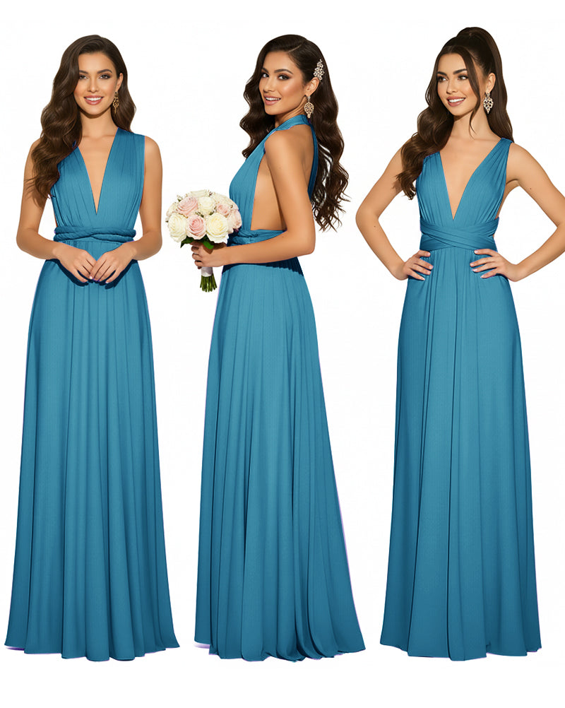 Infinity Convertible Multiway Maxi Dress for Wedding Bliss with Pockets Regular Plus size Wedding Bridal Party Bridemaids Gownteal blue 