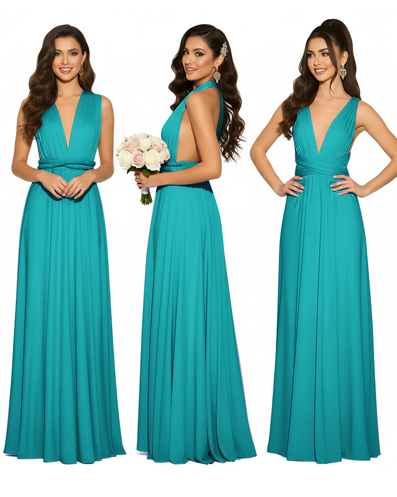 Infinity Convertible Multiway Maxi Dress for Wedding Bliss with Pockets Regular Plus size Wedding Bridal Party Bridemaids Gownteal green 