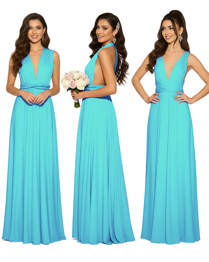 Infinity Convertible Multiway Maxi Dress for Wedding Bliss with Pockets Regular Plus size Wedding Bridal Party Bridemaids Gownturquoise blue 