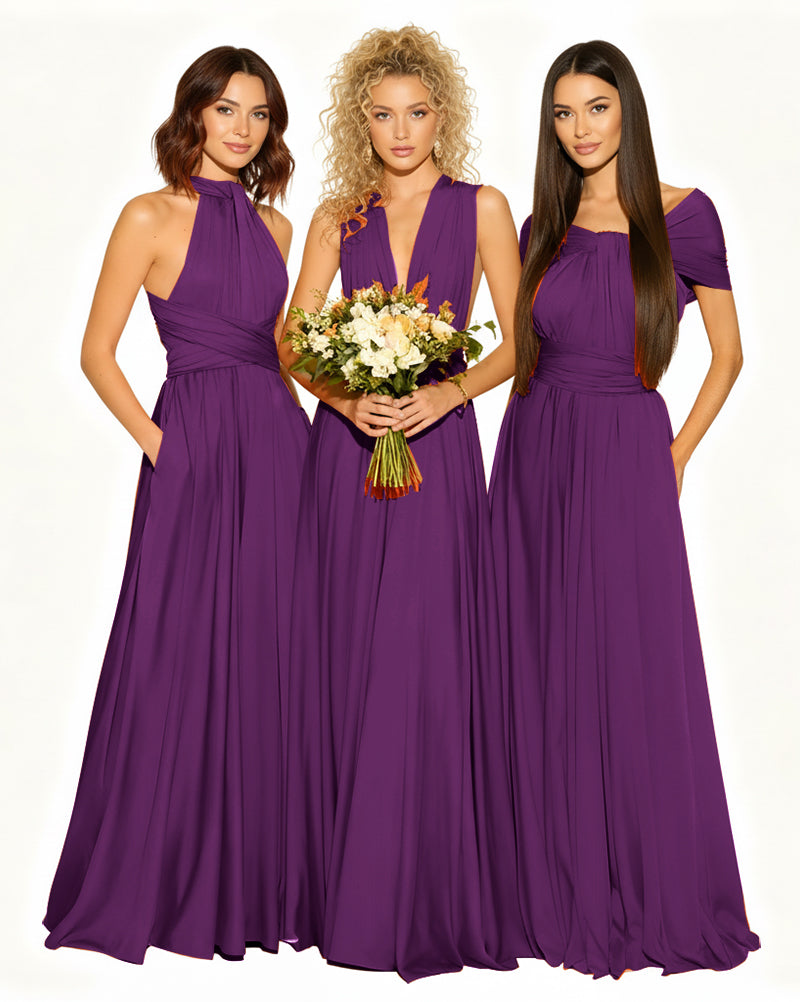 Wedding Guest Dress Convertible Infinity Multiway Maxi Edition with Pockets Regular Plus size Wedding Bridal Party Bridemaids Gowngrape 