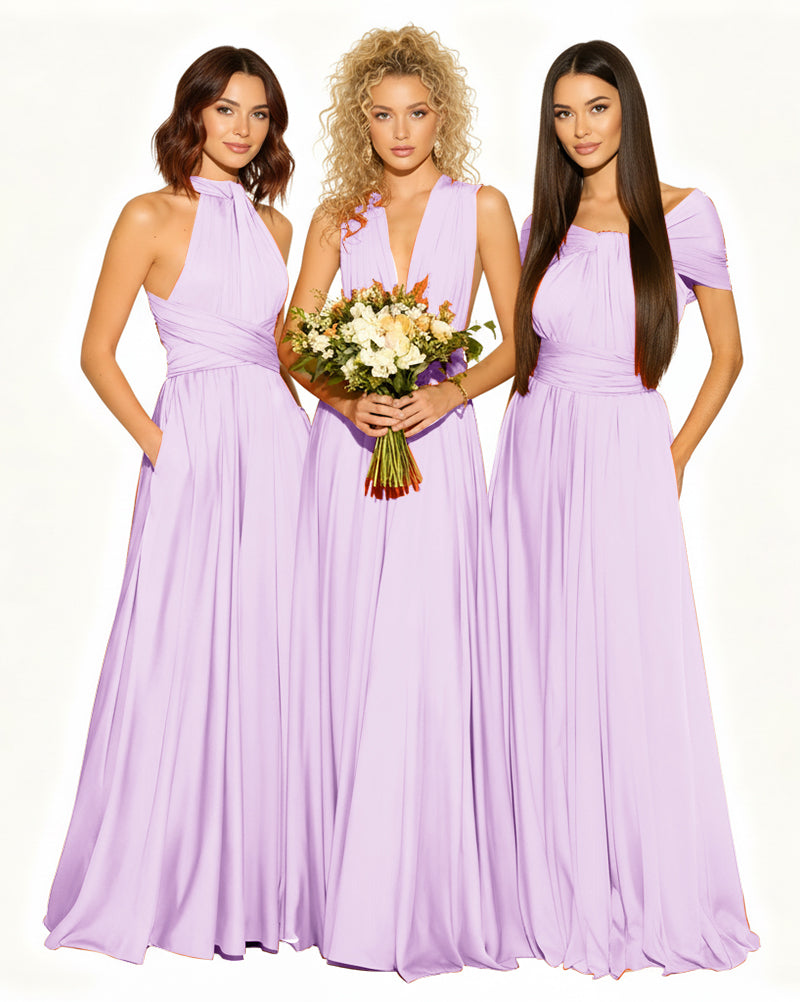 Wedding Guest Dress Convertible Infinity Multiway Maxi Edition with Pockets Regular Plus size Wedding Bridal Party Bridemaids Gownlilac 
