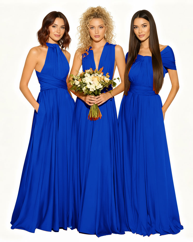Wedding Guest Dress Convertible Infinity Multiway Maxi Edition with Pockets Regular Plus size Wedding Bridal Party Bridemaids Gownroyal blue 