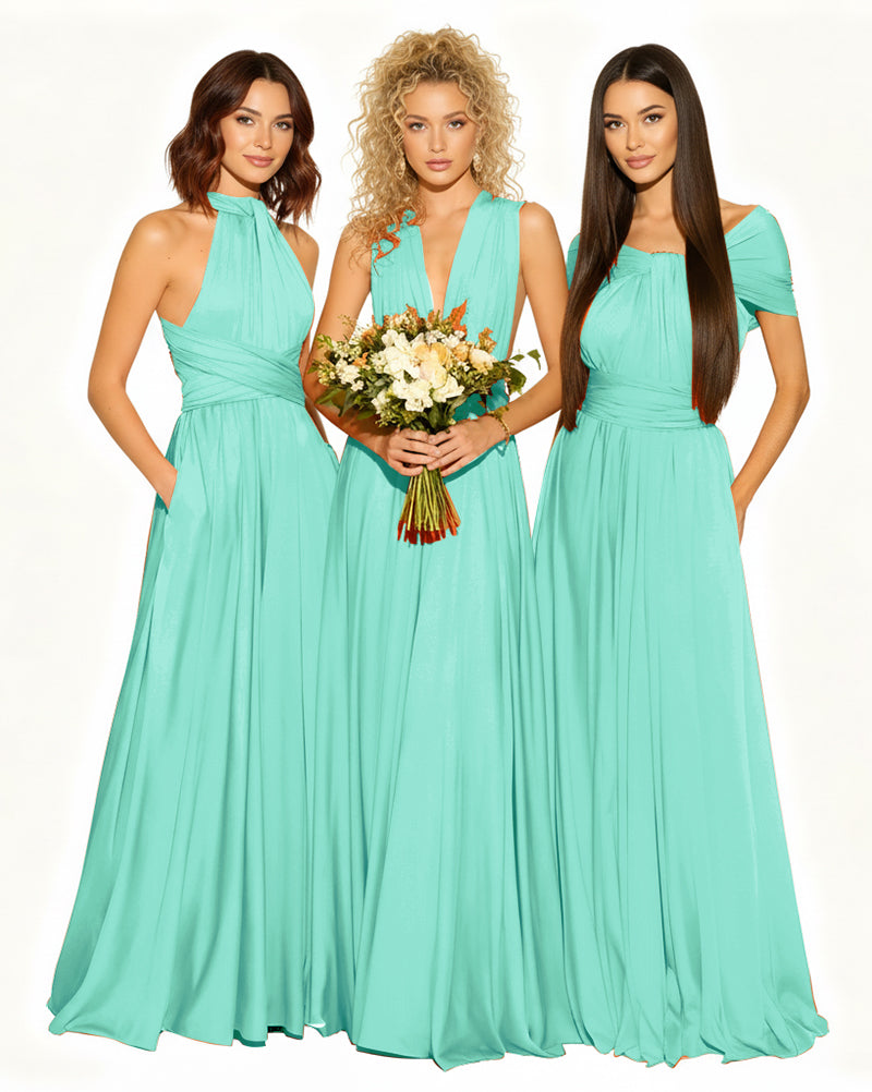 Wedding Guest Dress Convertible Infinity Multiway Maxi Edition with Pockets Regular Plus size Wedding Bridal Party Bridemaids Gownsage 