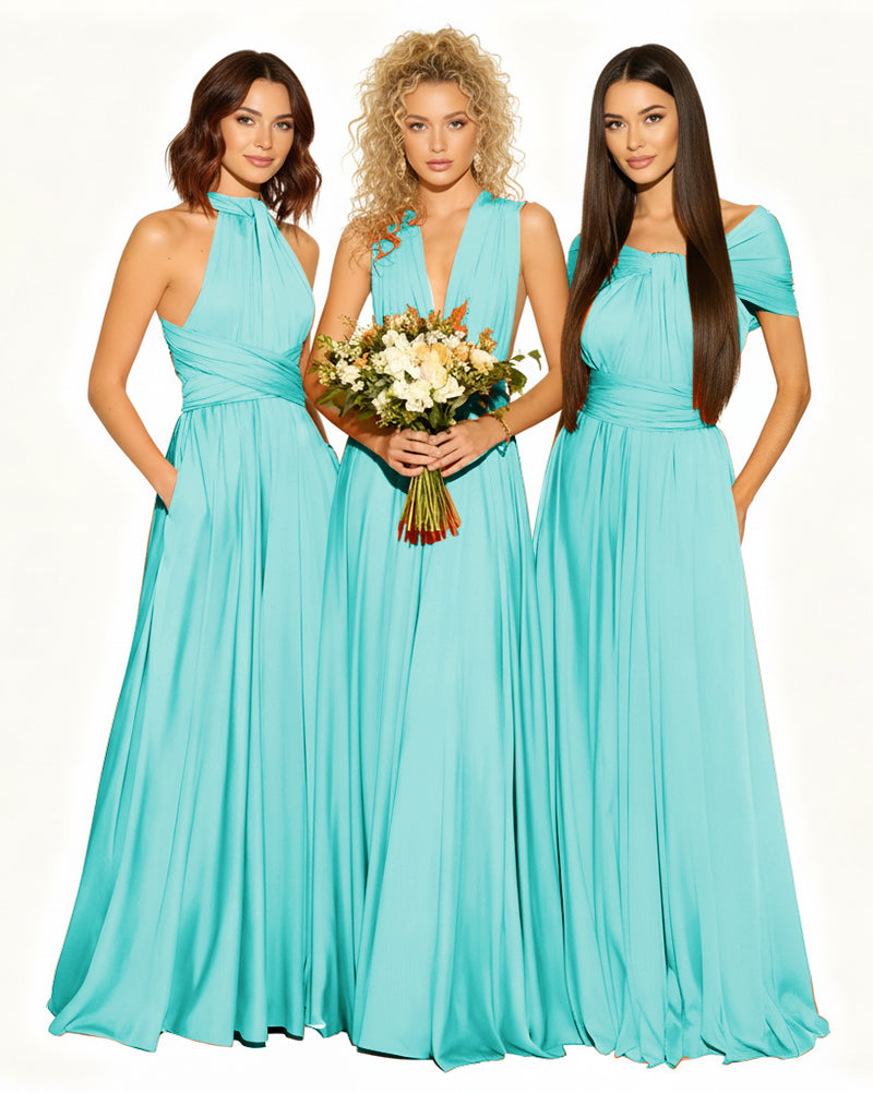 Wedding Guest Dress Convertible Infinity Multiway Maxi Edition with Pockets Regular Plus size Wedding Bridal Party Bridemaids Gownturquoise 