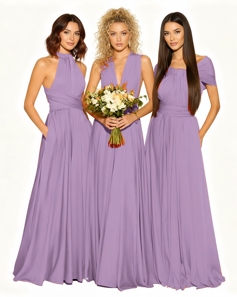 Wedding Guest Dress Convertible Infinity Multiway Maxi Edition with Pockets Regular Plus size Wedding Bridal Party Bridemaids Gownwisteria mauve 