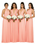 Wedding Party Convertible Infinity Dress with Pockets Regular Plus size Wedding Bridal Party Bridemaids Gown coral 