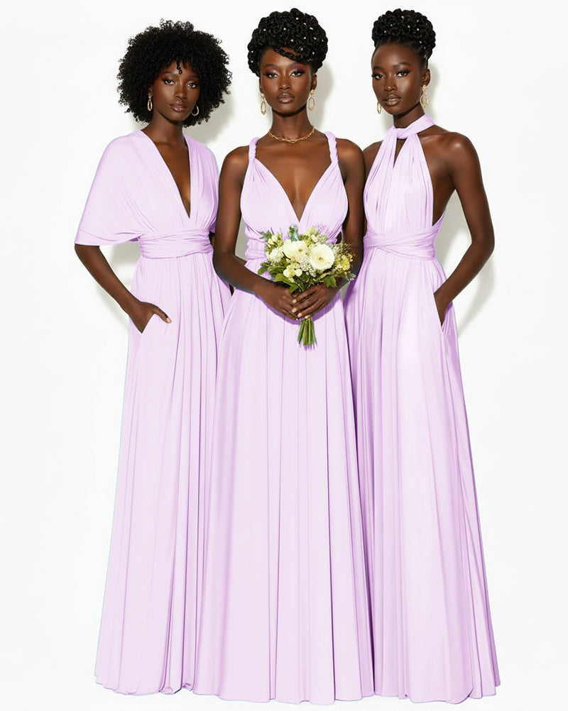 Convertible Infinity Dress with Pockets Regular Plus size Wedding Bridal Party Bridemaids Gown lilac 