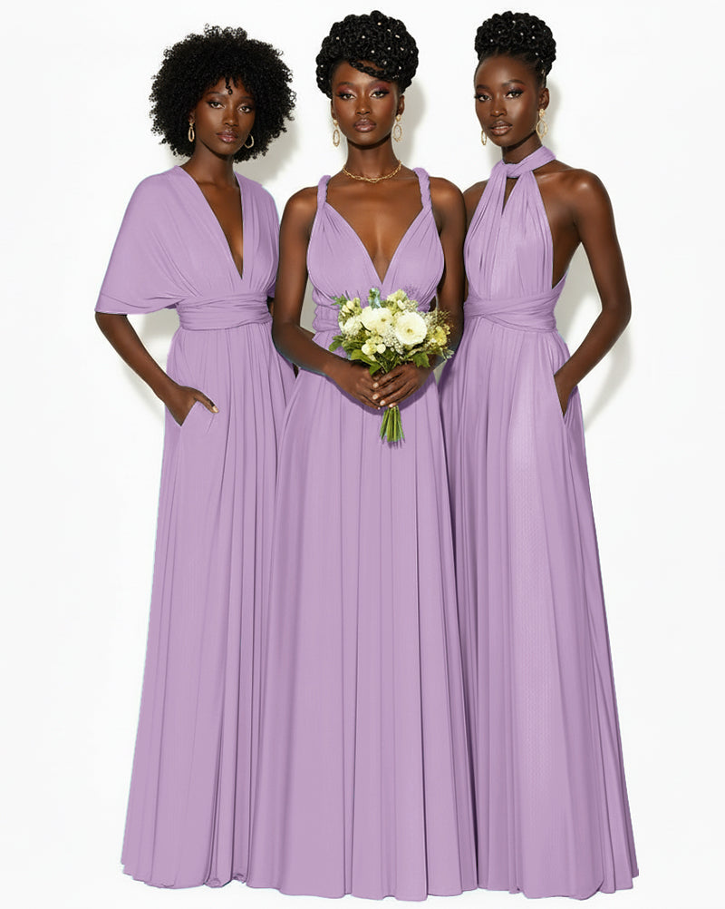 Convertible Infinity Dress with Pockets Regular Plus size Wedding Bridal Party Bridemaids Gown wisteria mauve 