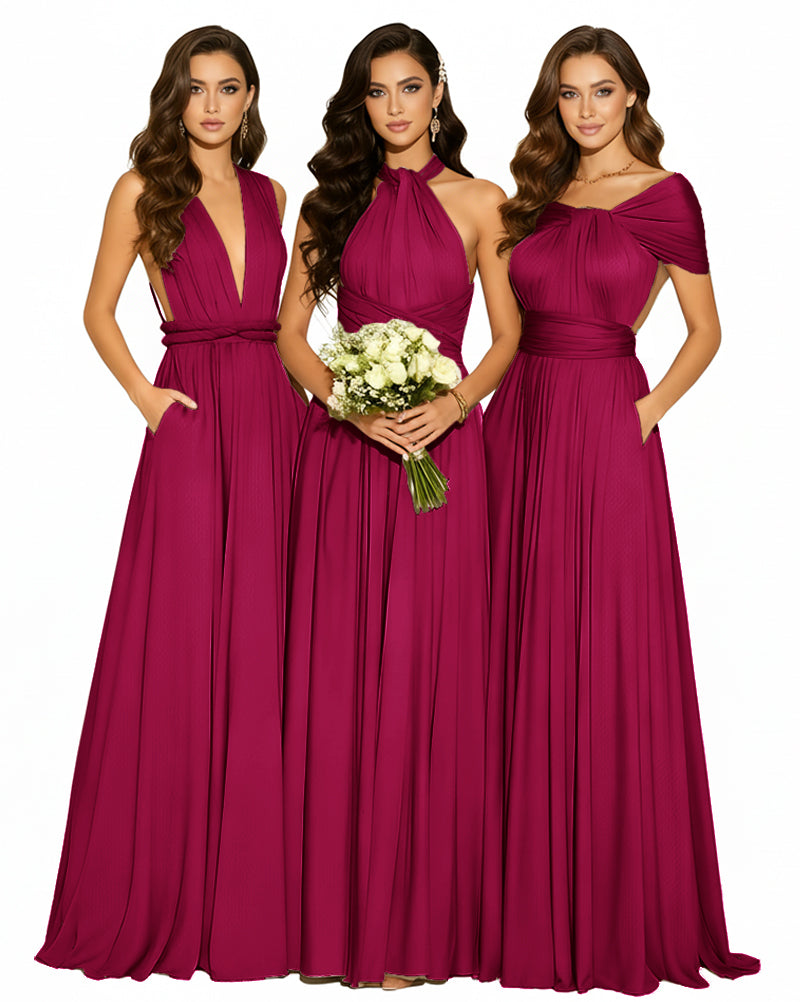 Convertible Infinity Dress with Pockets Multi-Way Wrap Style Regular Plus size Wedding Bridal Party Bridemaids Gownburgundy 