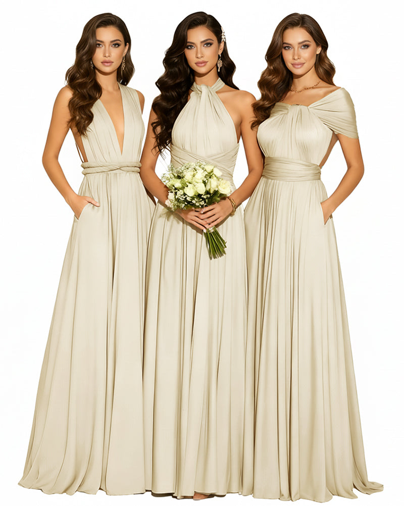 Convertible Infinity Dress with Pockets Multi-Way Wrap Style Regular Plus size Wedding Bridal Party Bridemaids Gownchampagne 