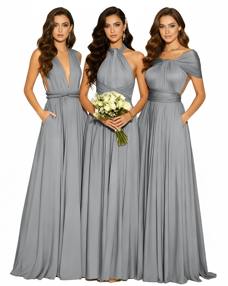 Convertible Infinity Dress with Pockets Multi-Way Wrap Style Regular Plus size Wedding Bridal Party Bridemaids Gowncharcoal grey 